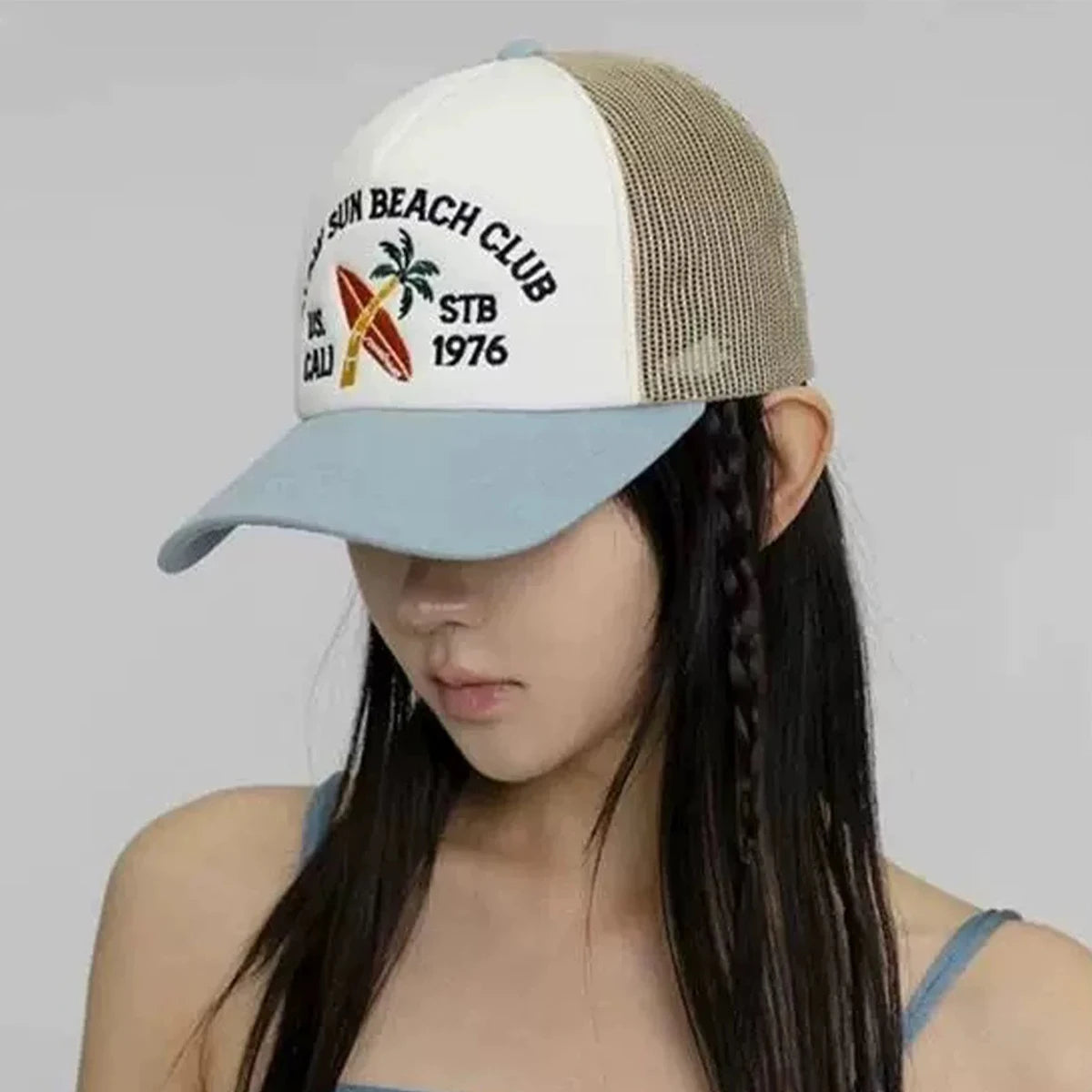 American Hip-hop Letter Embroidery Baseball Hats New Unisex Sunshade Color Block Breathable Street Versatile Mesh Trucker Caps