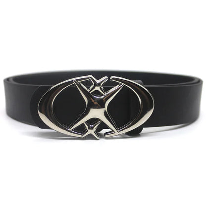 Moon Star Metal Buckle Leather Belt