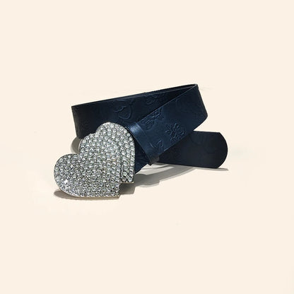 Heart Buckle Embossed Leather Belt
