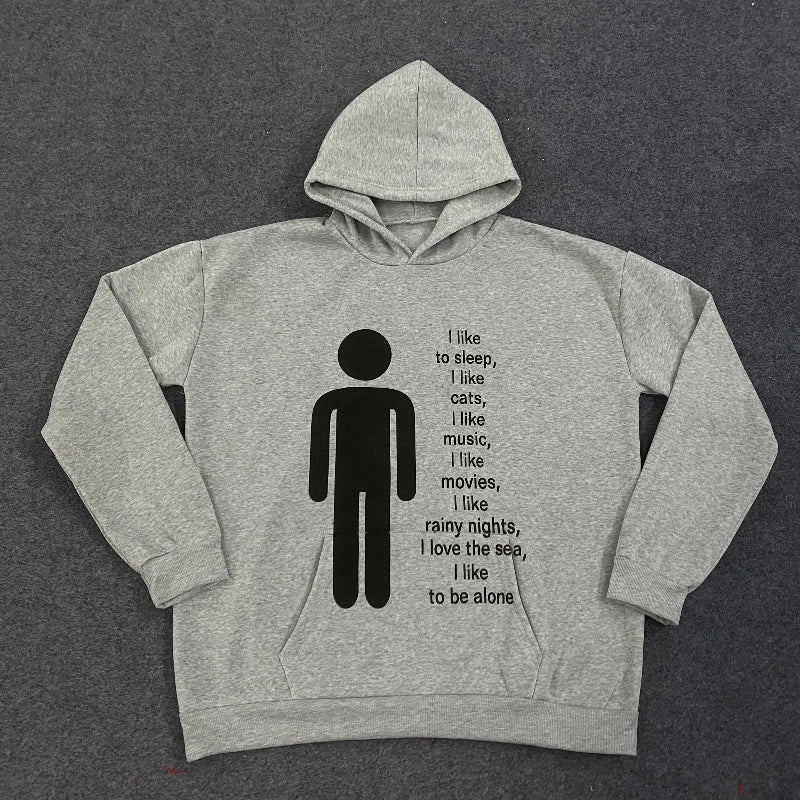 American y2k Harajuku street vintage autumn and winter trend, unique hip-hop punk print for men and women, hoodie