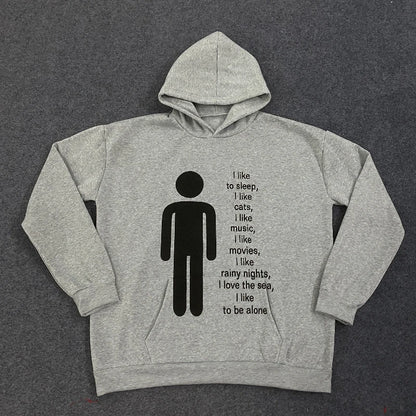 American y2k Harajuku street vintage autumn and winter trend, unique hip-hop punk print for men and women, hoodie