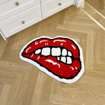 Red Lips Novelty Aesthetic Floor Rug