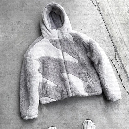 Polar Fleece Zip Up Hooded Jacket Coat