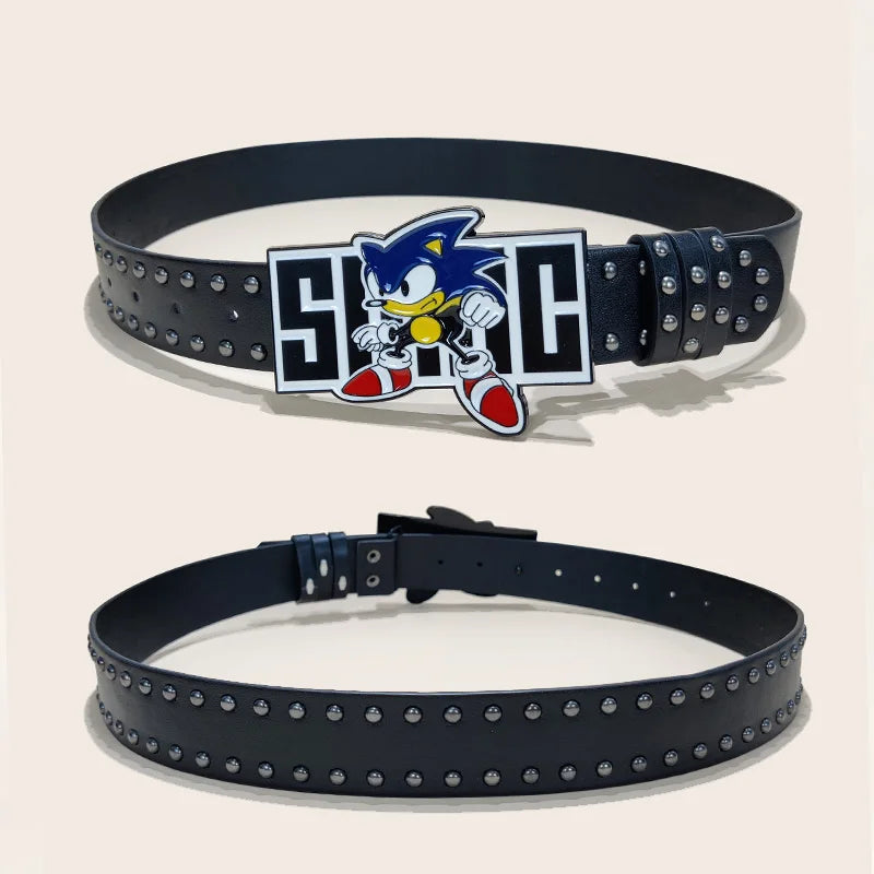 Exaggerated INS Harajuku Y2K Thousand Nights Black Speed Boy Belt Cropped Studded Decoration Belt Street Style For Men Women Chi