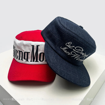 New Men Women Flat Top Letter Embroidery Baseball Hats Sunshade Korean Versatile Personal Peaked Caps Camouflage Fashion Niche