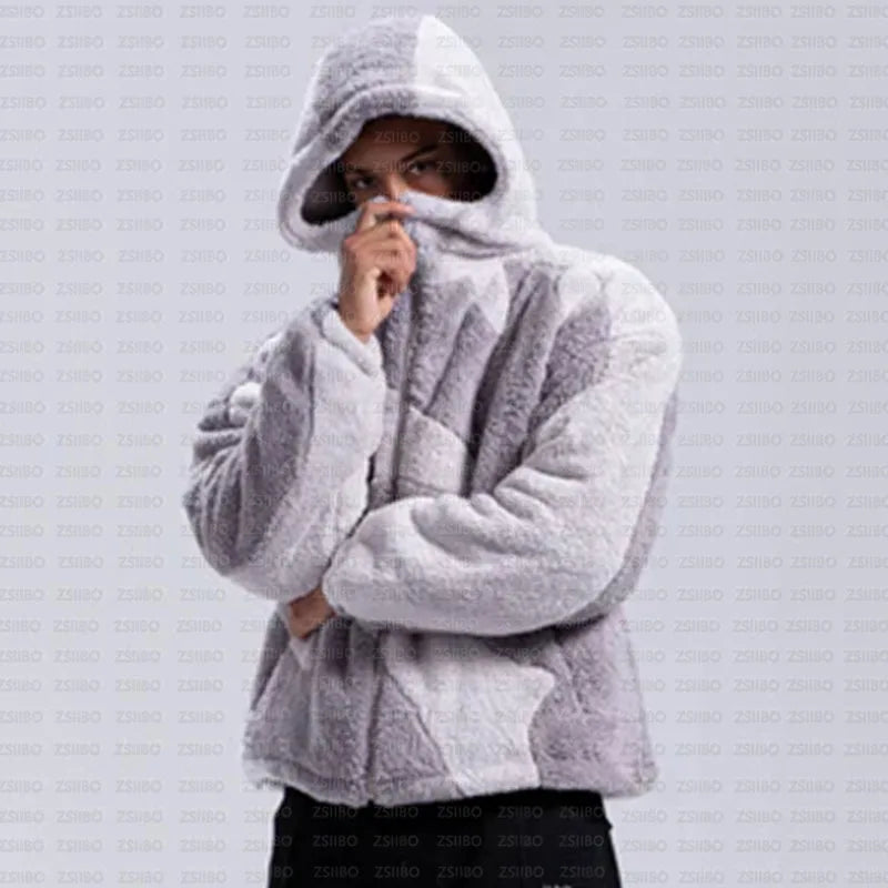 Polar Fleece Zip Up Hooded Jacket Coat