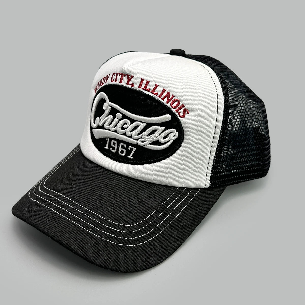 American Hip-hop Letter Embroidery Baseball Hats New Unisex Sunshade Color Block Breathable Street Versatile Mesh Trucker Caps