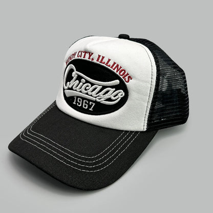 American Hip-hop Letter Embroidery Baseball Hats New Unisex Sunshade Color Block Breathable Street Versatile Mesh Trucker Caps