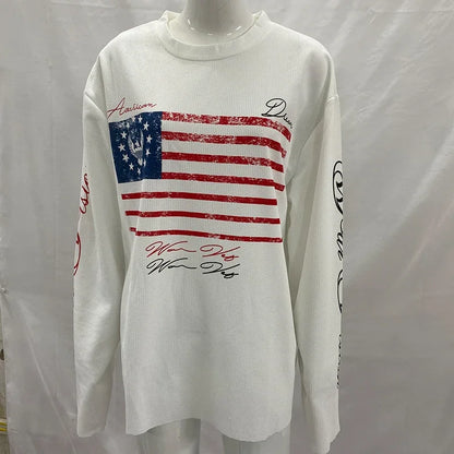 New hoodie street round neck long sleeved personalized loose T-shirt letter printed loose and versatile embroidered clothing