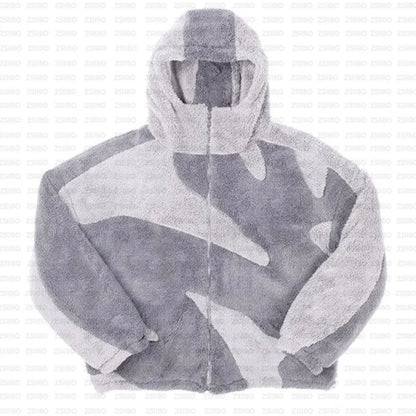 Polar Fleece Zip Up Hooded Jacket Coat