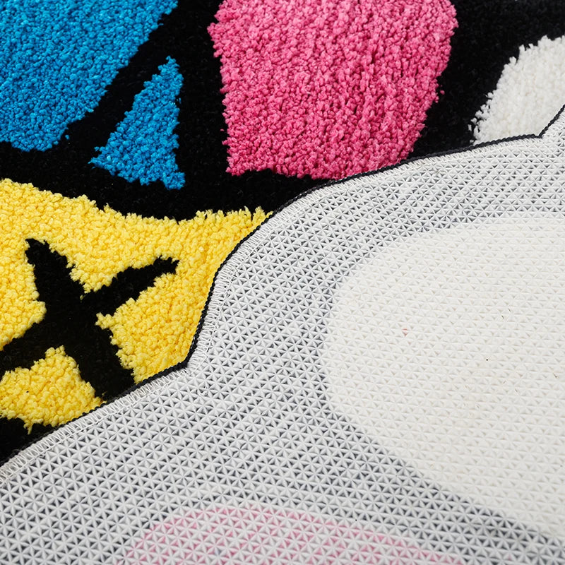 Double Face Colorful Smiley Flower Petal Rug