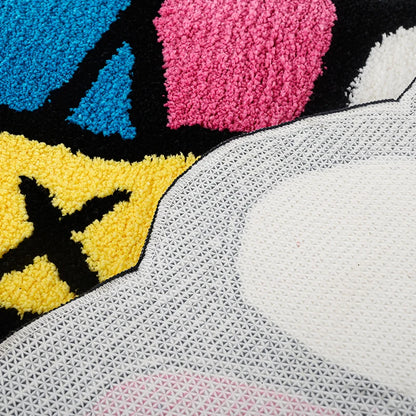 Double Face Colorful Smiley Flower Petal Rug
