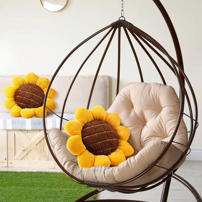 Sunflower Throw Pillow,Flower Shaped Pillows Floor Pillow Seating Cushion,Seating Cushion,Cute Room Decor & Plush Pillow for Bed