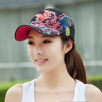 Butterfly Embroidered Baseball Cap 2022 New Spring Summer Women Casual Snapback Caps Butterflies Flower Print Outdoor Sun Hats