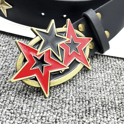 Fashion Hip Hop Y2K Retro Star Buckle Belt, Stylish Accessory for Jeans, Unisex Waistband for Men and Women, Trendy Fashion Belt