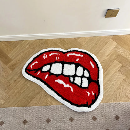 Red Lips Novelty Aesthetic Floor Rug
