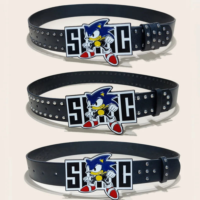 Exaggerated INS Harajuku Y2K Thousand Nights Black Speed Boy Belt Cropped Studded Decoration Belt Street Style For Men Women Chi