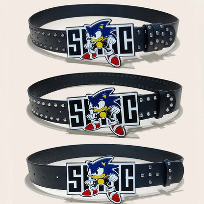 Exaggerated INS Harajuku Y2K Thousand Nights Black Speed Boy Belt Cropped Studded Decoration Belt Street Style For Men Women Chi