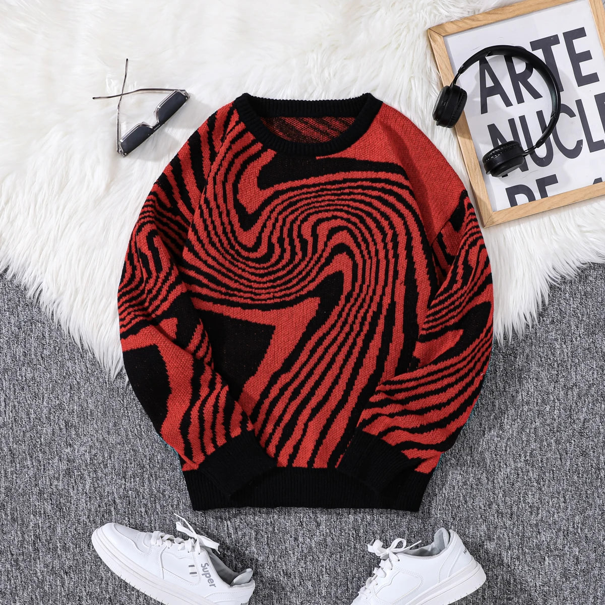 Spiral Wave Knit Sweater