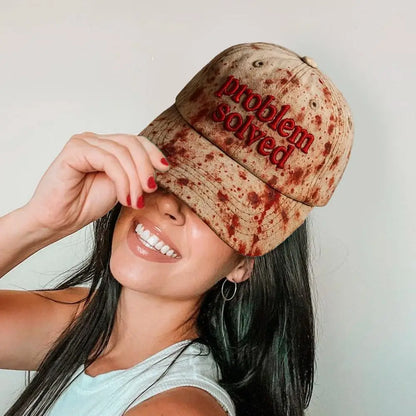 Problem Solved Blood Splatter Graphic Baseball Cap