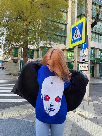 Y2K Sweater Winter Graphic Streetwear Women's  Vintage Pullover Jumper High Knitwear Oversized Gothic Long Sleeve Tops Clothing