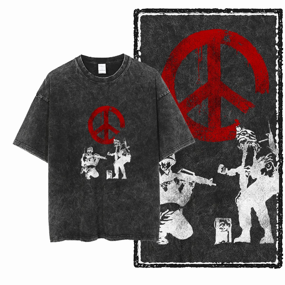 Black Vintage No War Unisex Cotton T-Shirt
