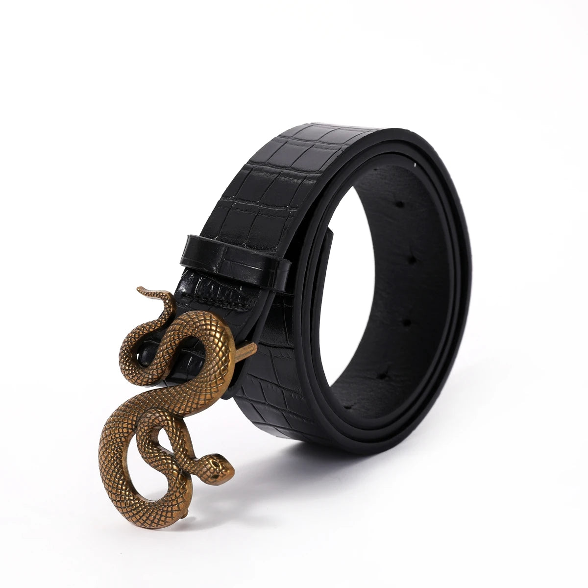Hot Sale New Fashion Snake Belt Buckle with PU Leather Belt for Women Dress Designer Western Vintage Style Black Belts for Girls