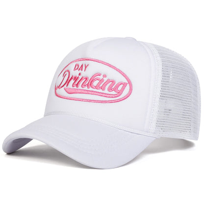 Unisex DAY DRINKING Letter Embroidery Baseball Net Caps Spring Summer Outdoor Adjustable Casual Hats Hip Hop Hat Sunscreen Hat