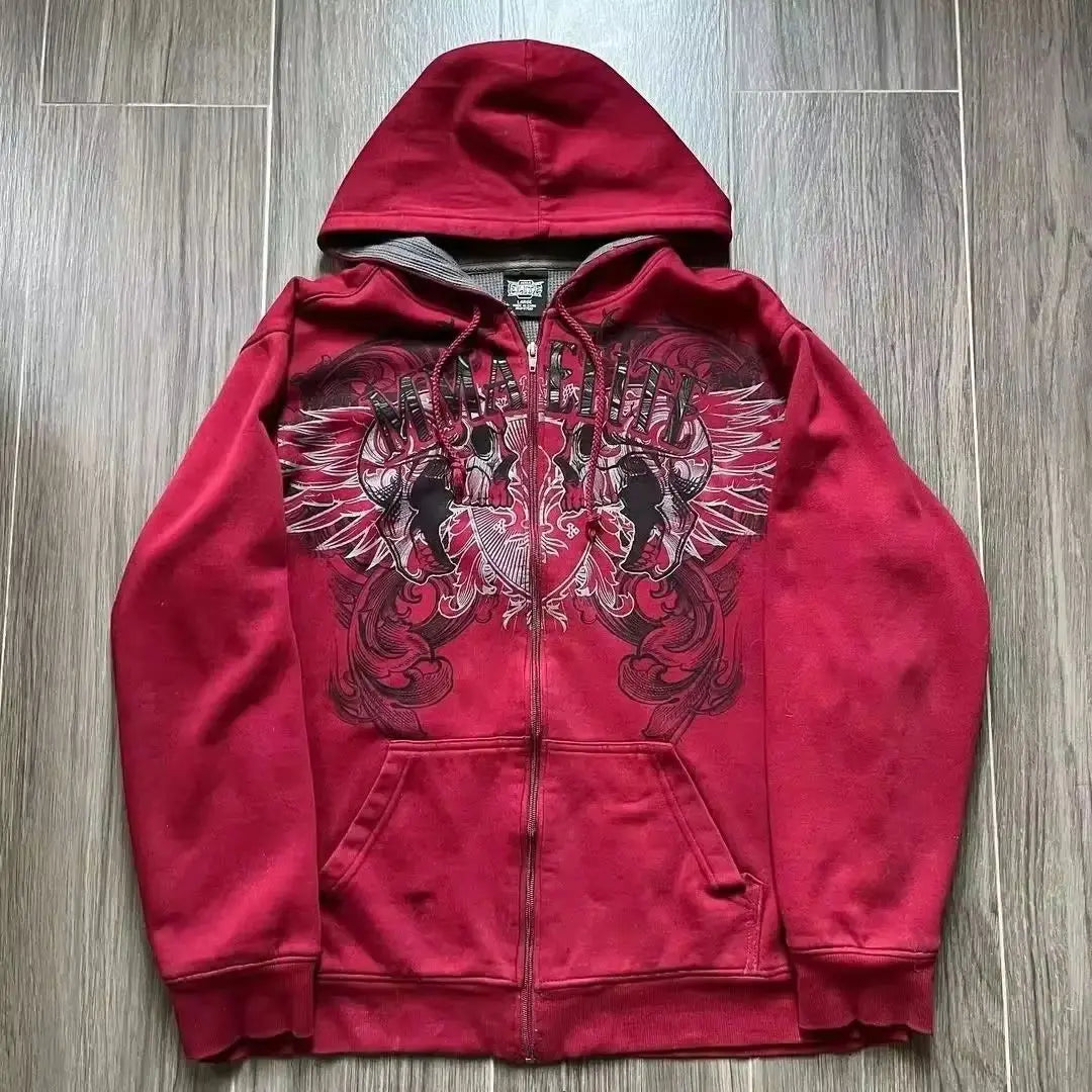 2024 High Street Trend Vintage Alphabet Embroidery Hoodie for Men Y2k Goth Harajuku Fashion Coat Couple Casual Loose Sweatshirt