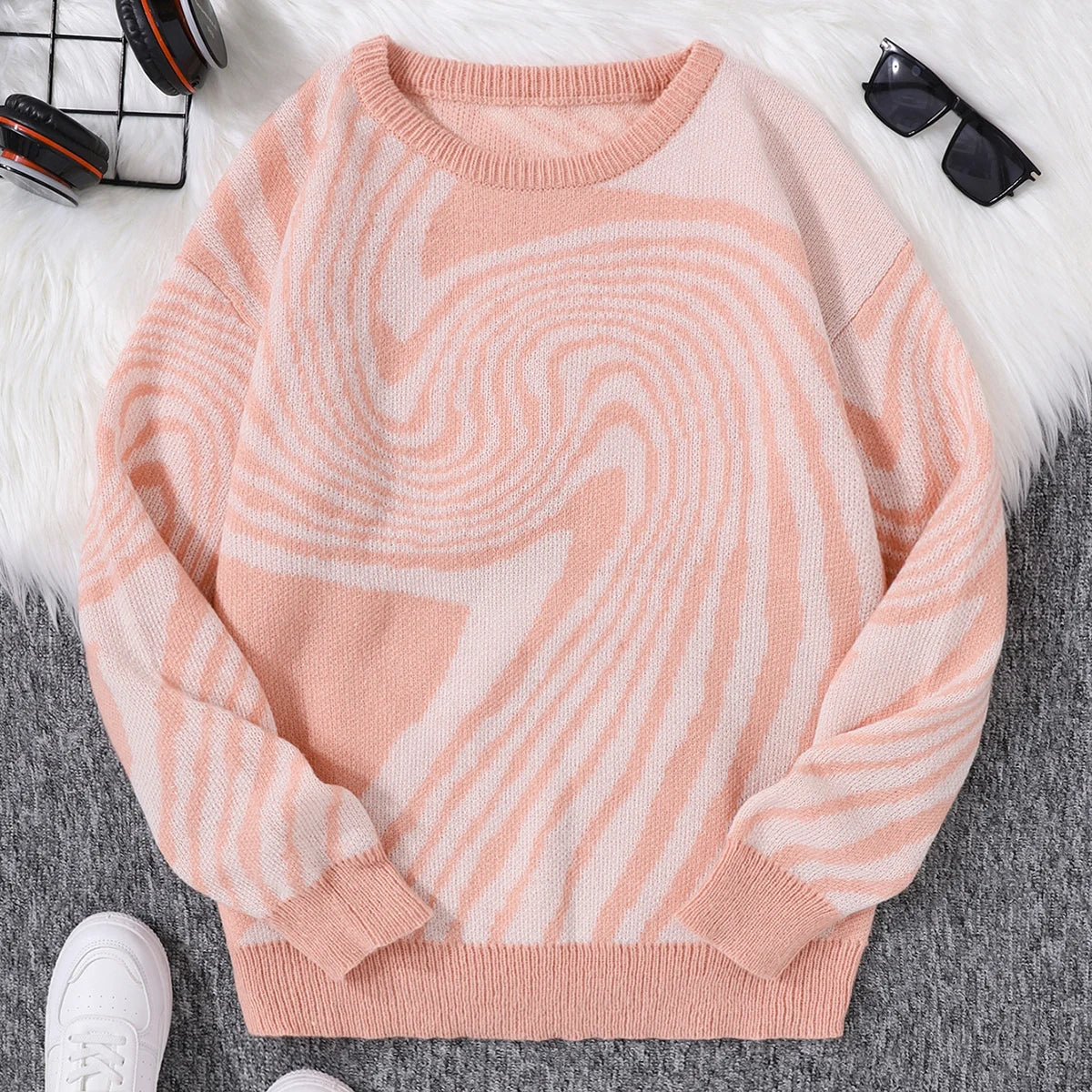 Spiral Wave Knit Sweater