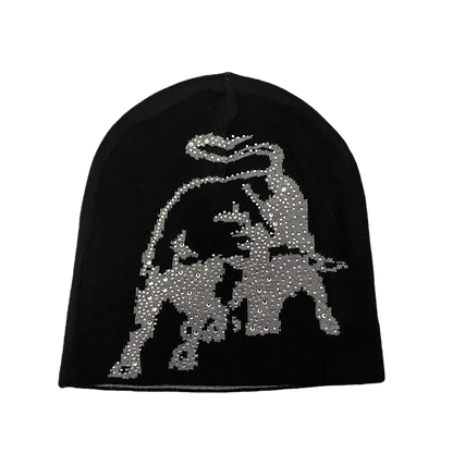 Y2k Diamond Studded Pegasus Horse Design Beanie