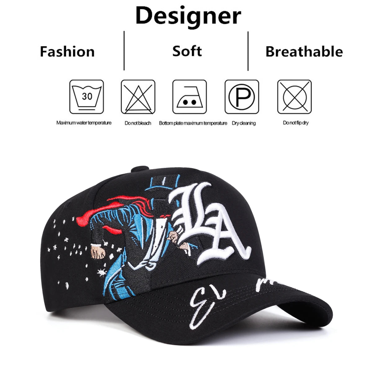 Unisex LA Magician Graphic Embroidered Baseball Cap