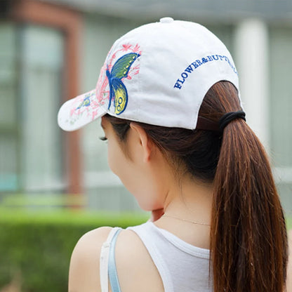 Butterfly Embroidered Baseball Cap 2022 New Spring Summer Women Casual Snapback Caps Butterflies Flower Print Outdoor Sun Hats