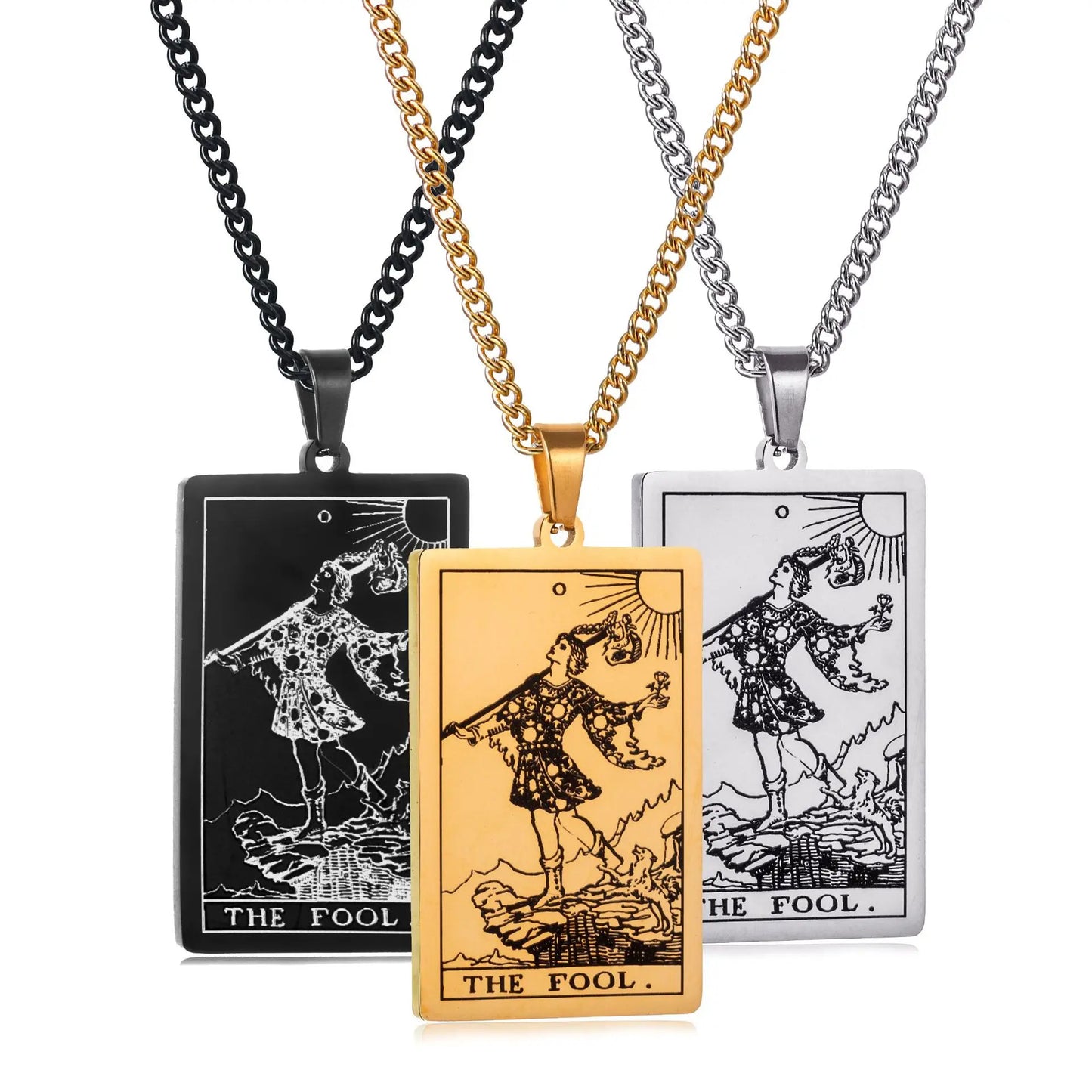 Stainless Steal Tarot Card Chain Necklace
