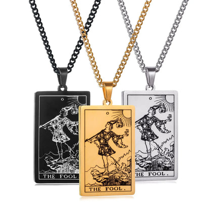 Stainless Steal Tarot Card Chain Necklace