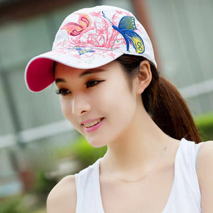 Butterfly Embroidered Baseball Cap 2022 New Spring Summer Women Casual Snapback Caps Butterflies Flower Print Outdoor Sun Hats