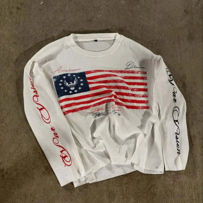 New hoodie street round neck long sleeved personalized loose T-shirt letter printed loose and versatile embroidered clothing