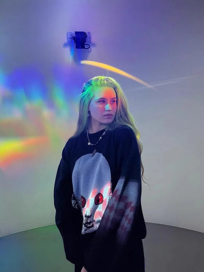 Y2K Sweater Winter Graphic Streetwear Women's  Vintage Pullover Jumper High Knitwear Oversized Gothic Long Sleeve Tops Clothing