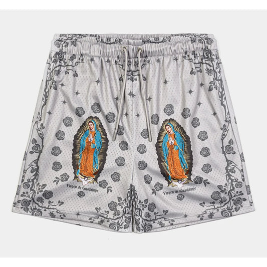 Our Lady Of Guadalupe Pattern Print Beach Shorts Men Women Summer Street Casual Breathable Rose Design Flowers Board Short New