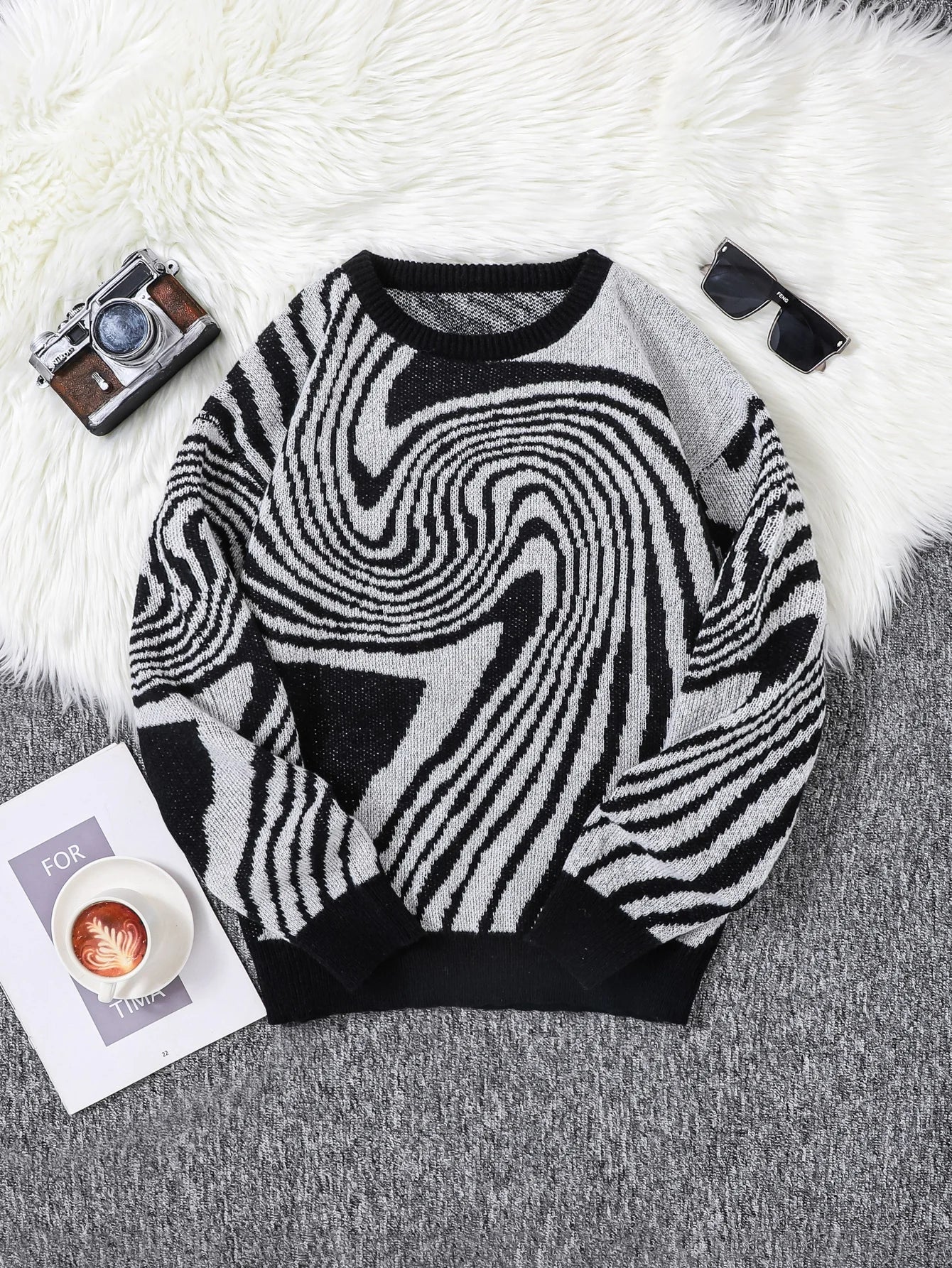Spiral Wave Knit Sweater