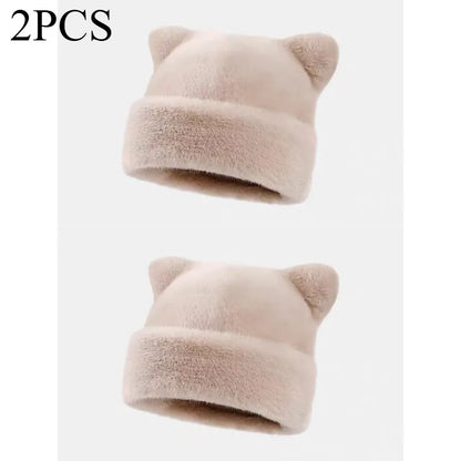 Leopard Print Plush Teddy Bear Hat for Women, Sweet and Cute, Thick and Warm, Retro and Versatile, Hooded Beanie.