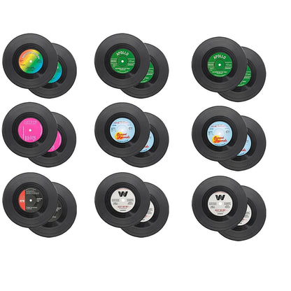 Colorful Retro Vinyl Record Drink Coaster Set