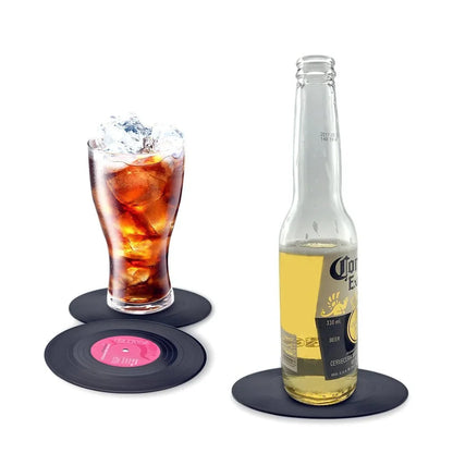 Colorful Retro Vinyl Record Drink Coaster Set