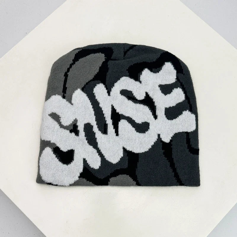 Autumn and Winter New Letter Wool Knitted Hats Color Block Warm Hip Hop Personal Beanies Versatile Street Fashion Niche Skate