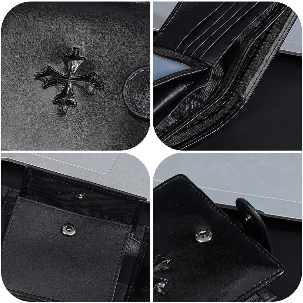 Baellerry Men's Genuine Leather Wallet Short Bifold, Large Capacity Cash Money Organizer with Multiple Card Slots, RFID Blocking