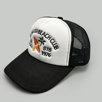 American Hip-hop Letter Embroidery Baseball Hats New Unisex Sunshade Color Block Breathable Street Versatile Mesh Trucker Caps