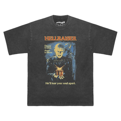 Hellraiser T-Shirt 80S Horror Movie Pinhead Freddy Jason Michael Myers Men's Clothing Short Sleeves Printed Loose  Cotton Shirt