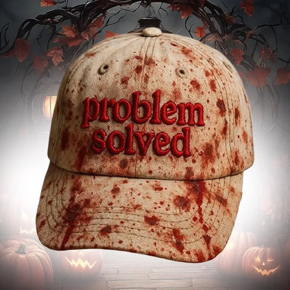 Problem Solved Blood Splatter Graphic Baseball Cap