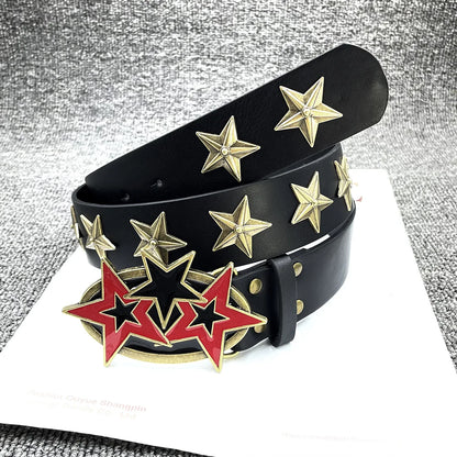 Fashion Hip Hop Y2K Retro Star Buckle Belt, Stylish Accessory for Jeans, Unisex Waistband for Men and Women, Trendy Fashion Belt