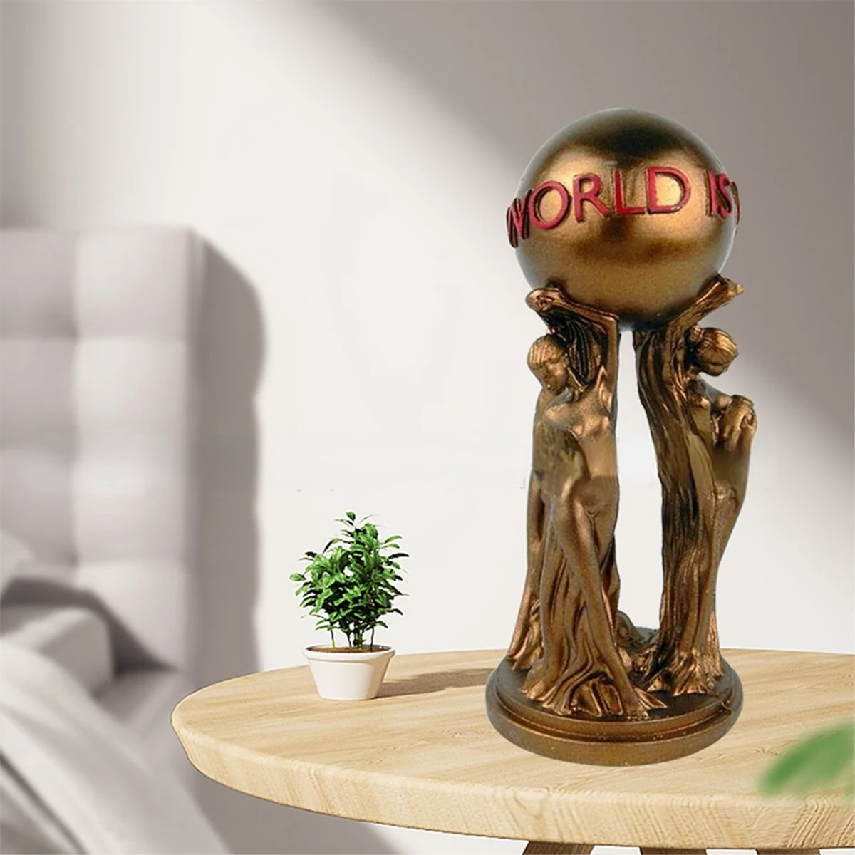 Stylish The World is Your Statue Trophy for Office Home Decoration Birthday Graduation Ceremony Resin Statue